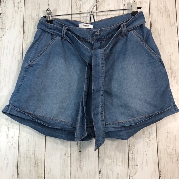 Kensie Cuffed Tie Belt Shorts 4/27 - Picture 1 of 7